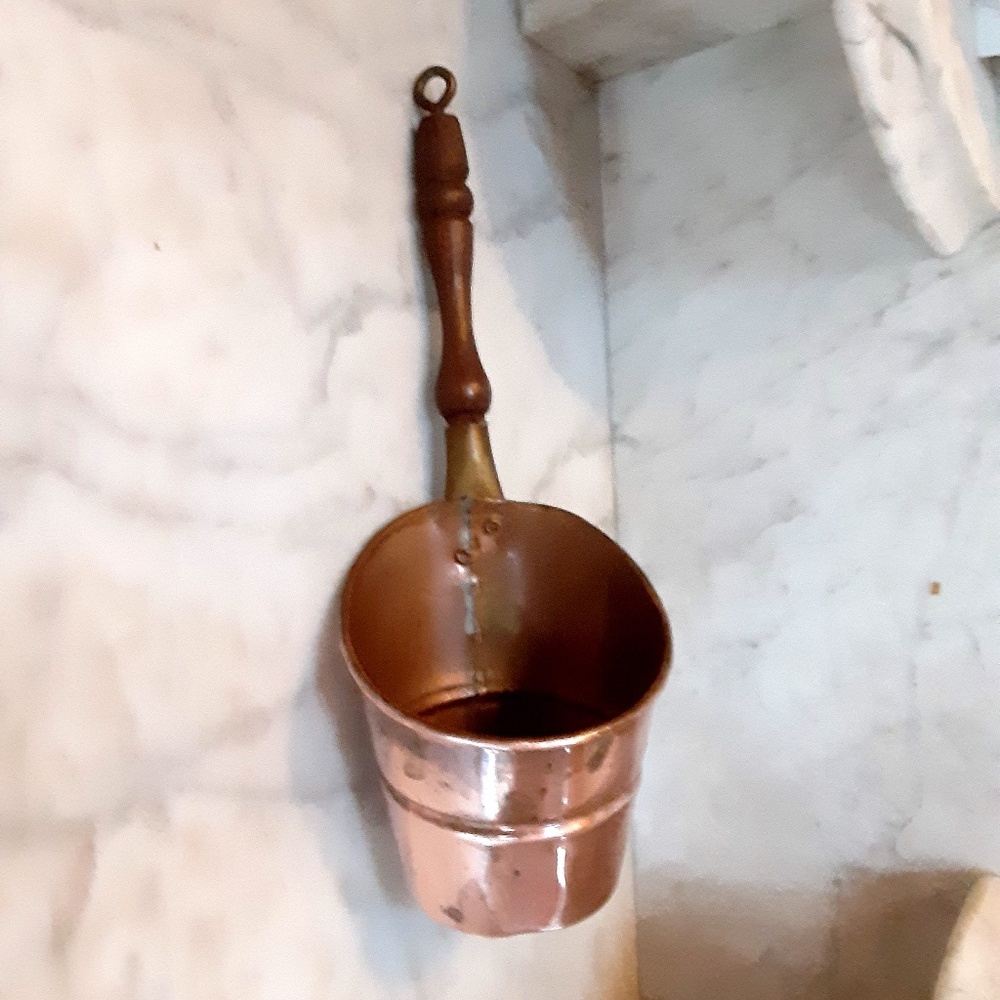 Vintage Handmade Hanging Copper Bucket Ladle Primitive Farmhouse Decor